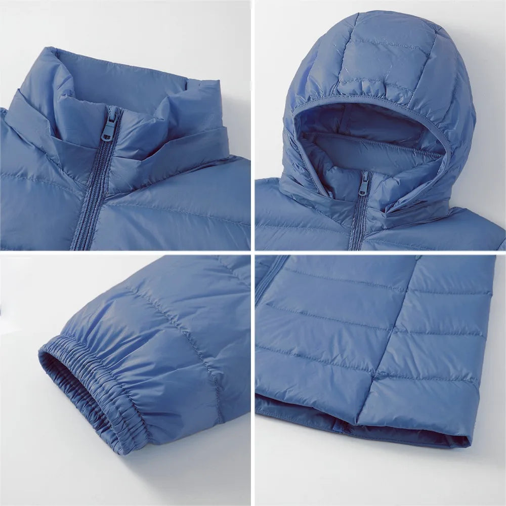 Fashionable Women's Winter Coat with Warm Feathers and Practical Hood for Full Comfort During Rainy and Cold Seasons