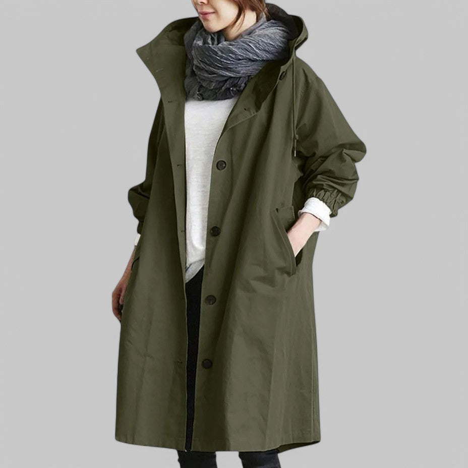 Katrine | Elegant Trench Coat with Modern Leather for a Protected and Stylish Look