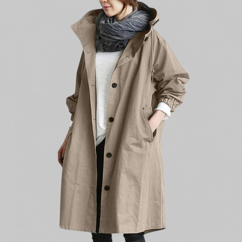 Katrine | Elegant Trench Coat with Modern Leather for a Protected and Stylish Look