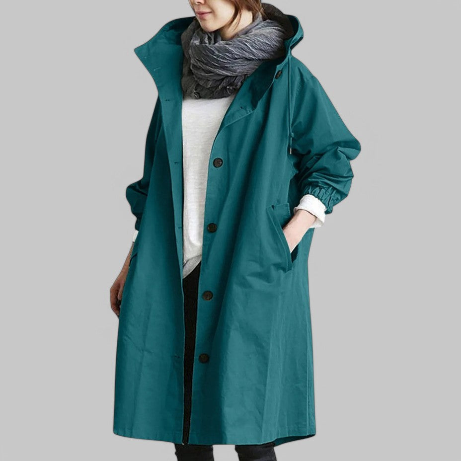 Katrine | Elegant Trench Coat with Modern Leather for a Protected and Stylish Look